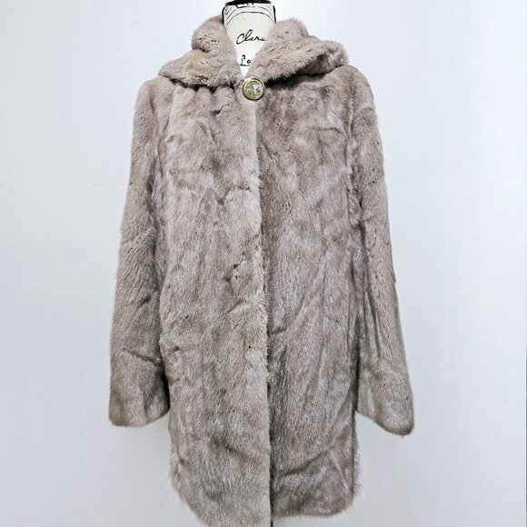 Saga Sapphire Silver Blue Iris Cerulean Grey MINK Coat Jacket Stroller No Fox - Picture 3 of 9